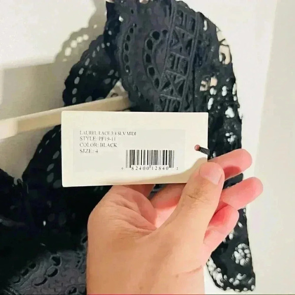 NWT Sea Laurel Lace Tiered Midi Dress Black - Picture 6 of 10